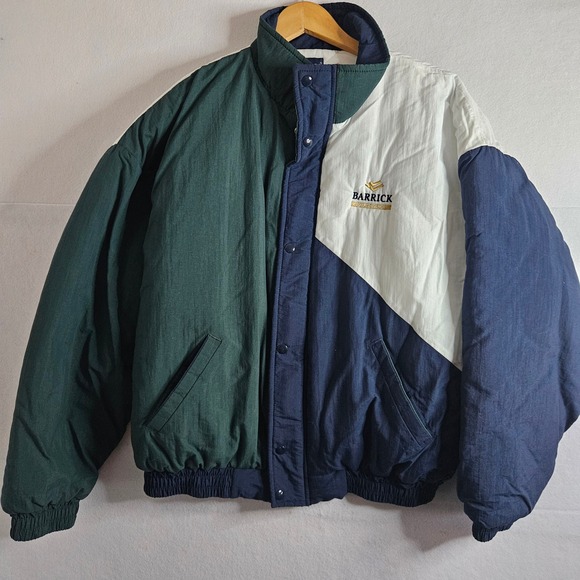 Vtg Swingster Barrick Mine Puffer Jacket Men XL Colorblock Retro Workwear USA